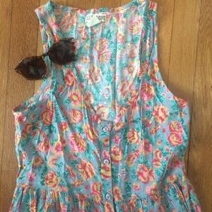 Bright Floral Button Up Sun Dress